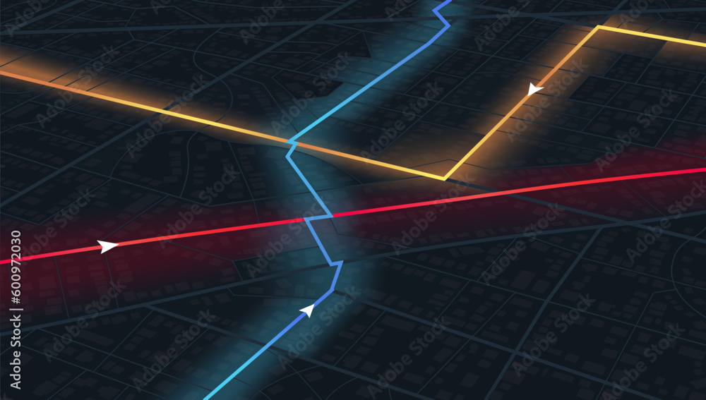 Navigate mapping technology dashboard GPS tracking map, showing ...