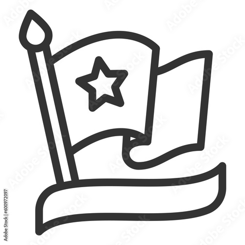 Developing flag and ribbon  - icon, illustration on white background, outline style