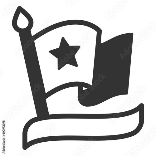 Developing flag and ribbon  - icon, illustration on white background, glyph style