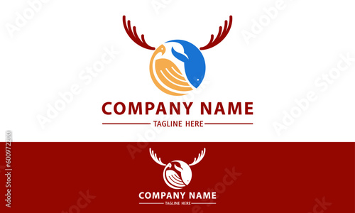 Red, Yellow and Blue Color Circle Deer, Fish and Bird Logo Design