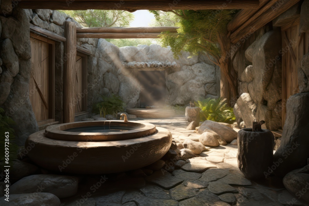 Inviting 3D Rendered Spa with a Cozy Sauna, Nature-Inspired Details, and a Calming Atmosphere. Inviting 3D Rendered Spa with a Cozy Sauna, Nature-Inspired Details, and a Calming Atmosphere.