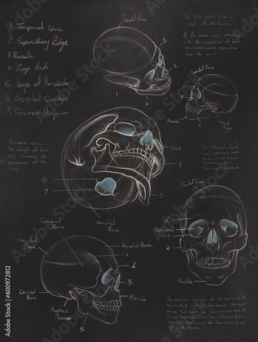 Human skull poster sketches 