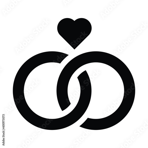 wedding rings glyph icon illustration vector graphic