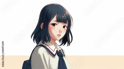 悲しげな表情の女子学生，A female student with a sad expression(generative ai) photo
