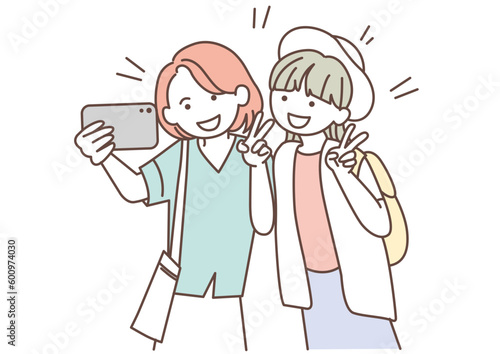 自撮りをする女の子達