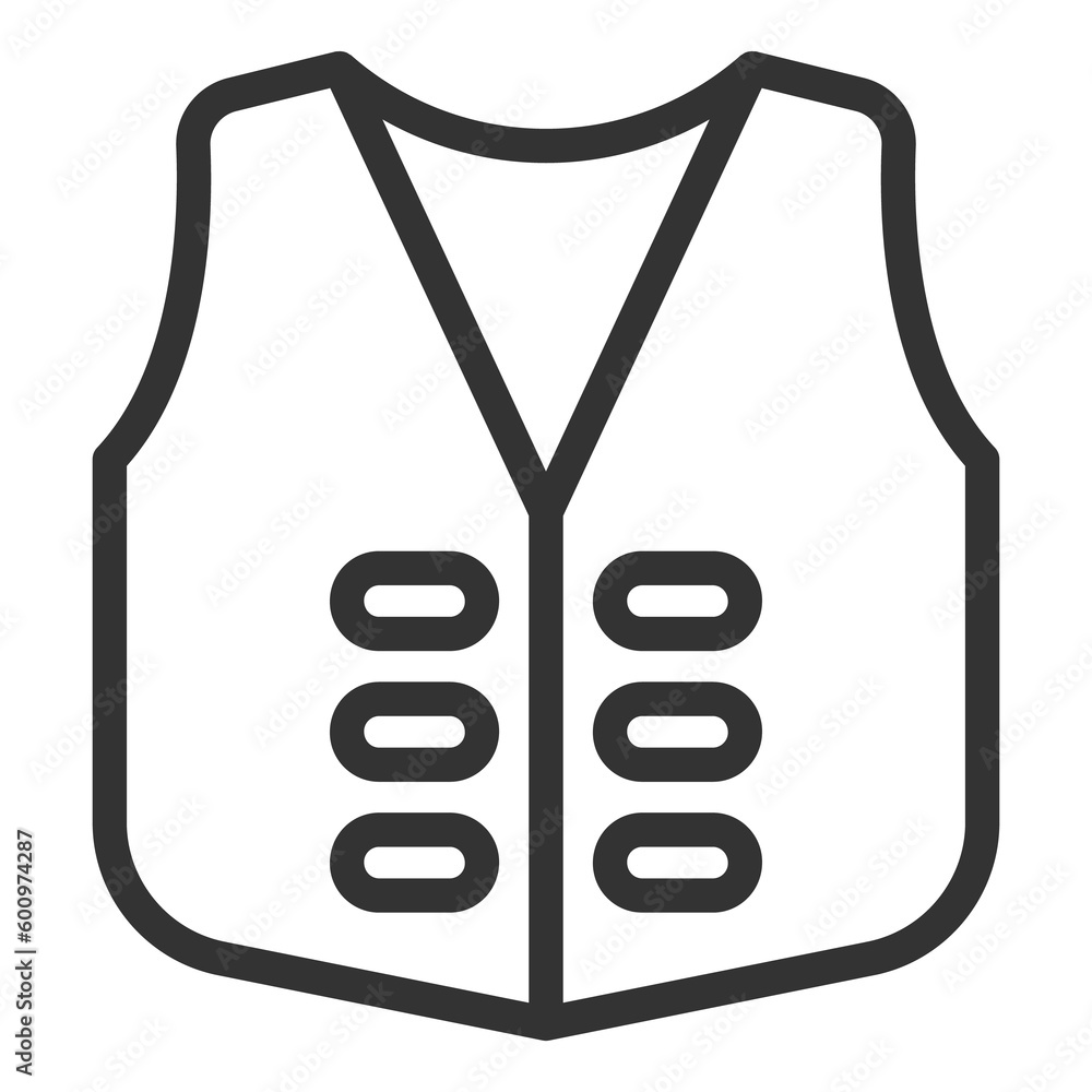 Cowboy vest - icon, illustration on white background, outline style Cowboy vest - icon, illustration on white background, outline style