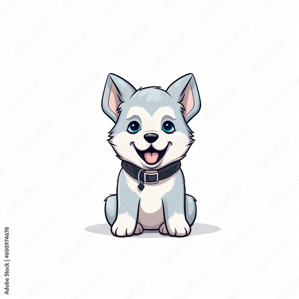Cute smiling dog illustration art made with generative AI technology