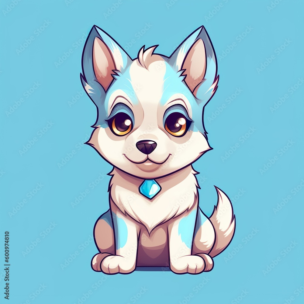Cute smiling dog illustration art made with generative AI technology Cute smiling dog illustration art made with generative AI technology