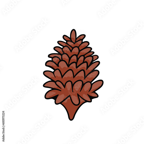 pinecone, open fir cone. Vector Illustration for printing, backgrounds, covers and packaging. Image can be used for greeting cards, posters, stickers and textile. Isolated on white background.