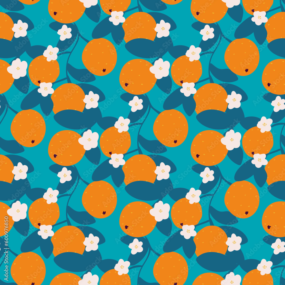 Exotic tropical seamless pattern with oranges