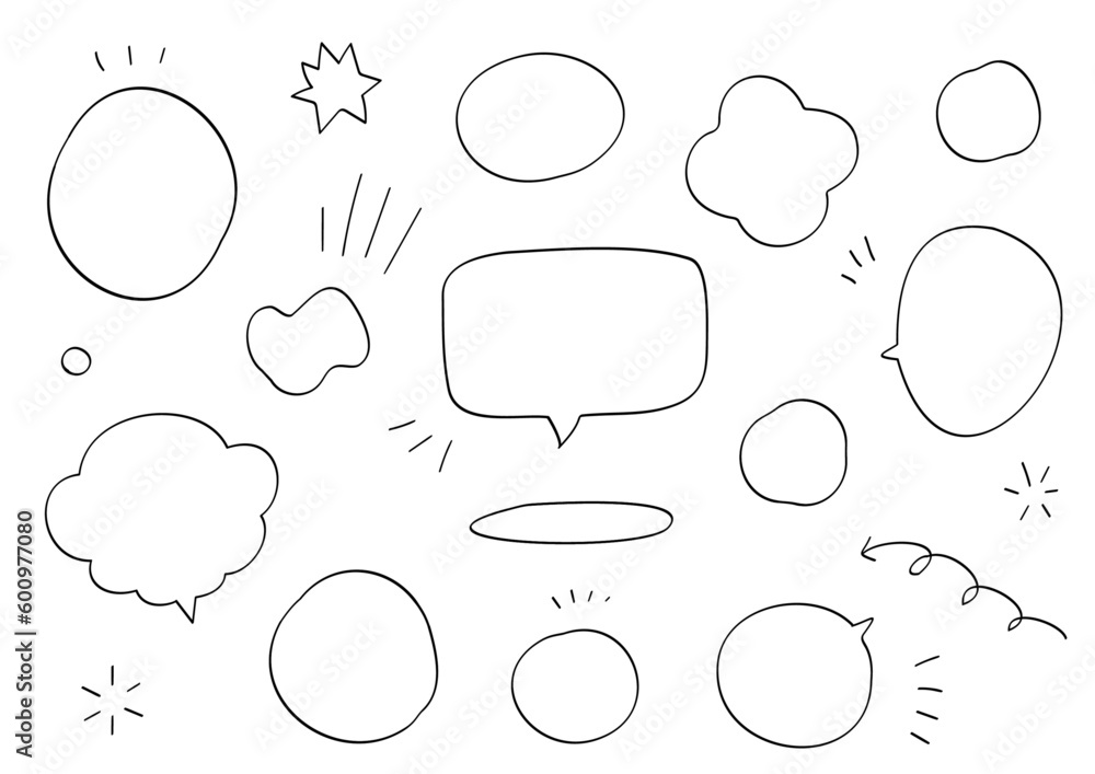 Fototapeta premium ペンで描いた手描き風のふきだしセット