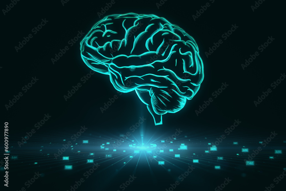 Neural network, artificial intelligence and brainstorming idea concept ...