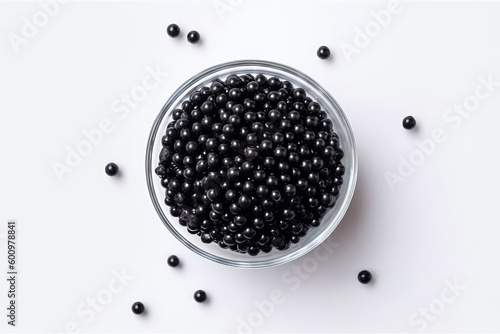 Delicious black caviar, isolated on a solid background, generative AI