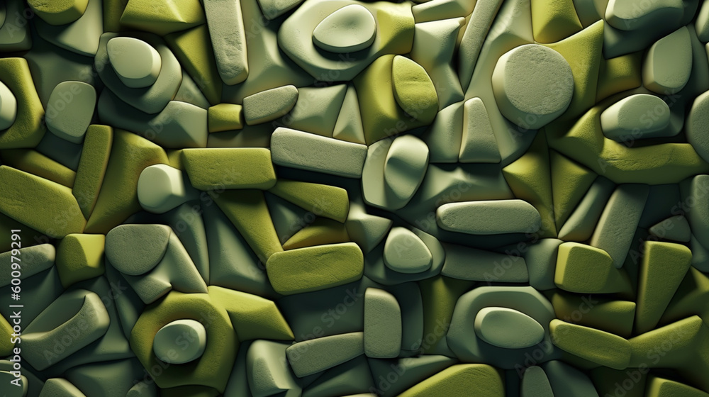 Obraz premium Minimalist Organic Shapes Olive Green Background. Generative AI