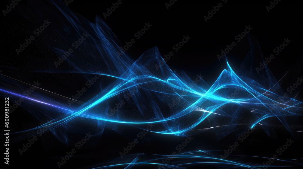 Glühende Linien in Wellenform, Generative AI Glühende Linien in Wellenform, Generative AI