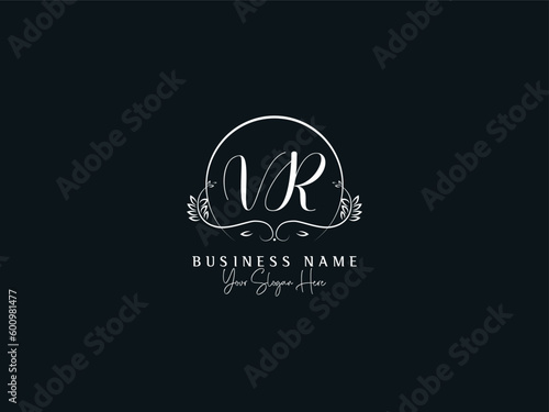 Signature Royal VR Logo, Initial Vr v r Feminine Luxury Royal Logo Design For You