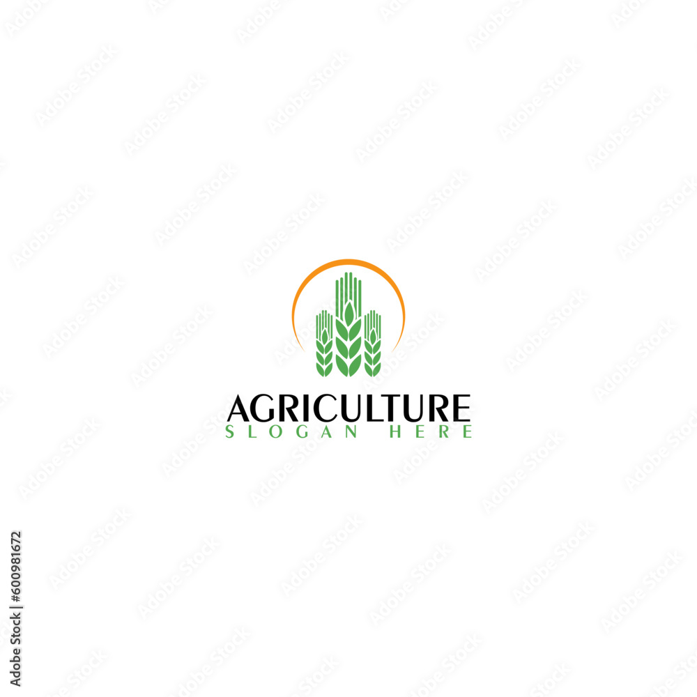 Agriculture icon logotype template. Wheat farm logo design isolated on white background