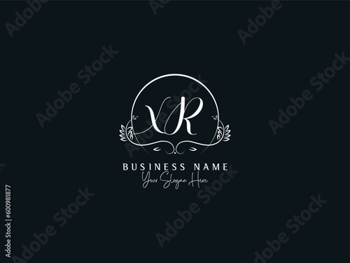 Floral XR Logo Icon, Elegant Letter Xr rx Feminine Luxury Circle Logo Icon