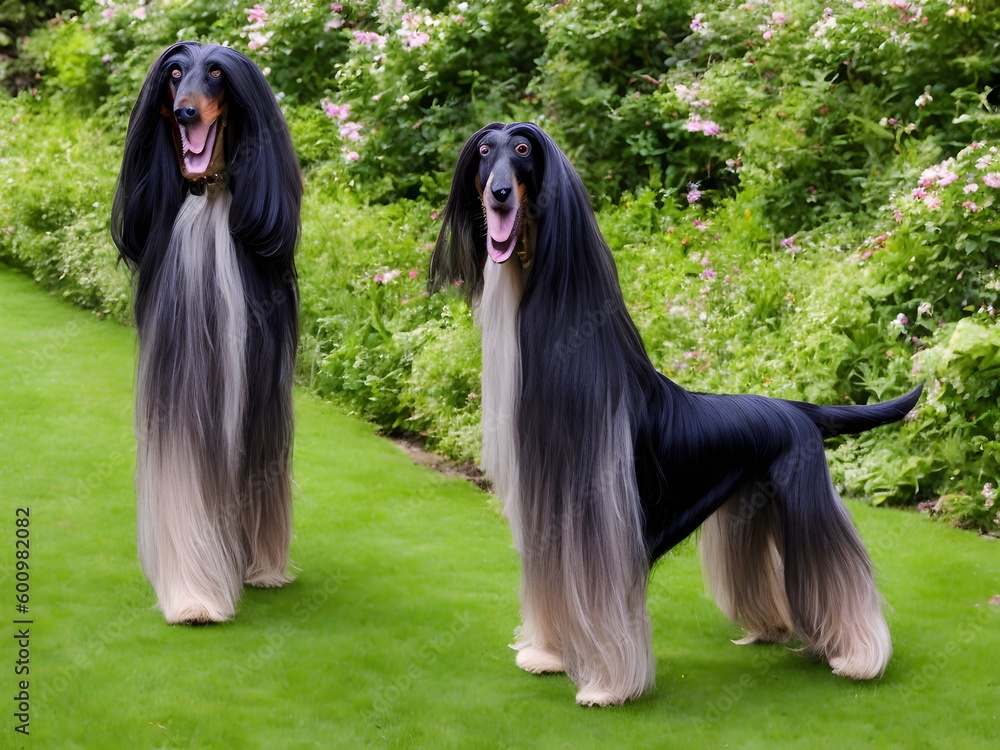 Afghan Hound Dog, Generative AI Illustration Afghan Hound Dog, Generative AI Illustration