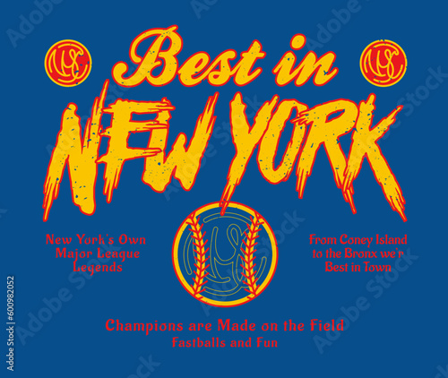 Print illustration featuring a vintage aesthetic for an imaginary baseball team in New York