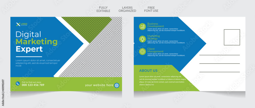 Modern corporate business postcard template design modern minimal editable template Modern corporate business postcard template design modern minimal editable template