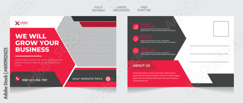 Modern corporate business postcard template design modern minimal editable template