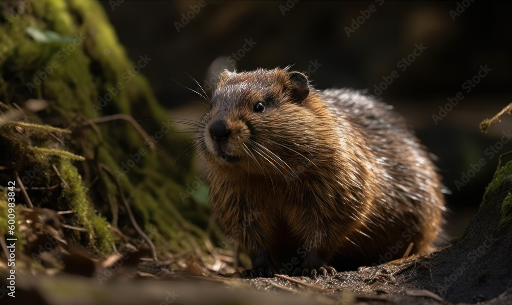 sunrise photo of groundhog in its natural habitat. Generative AI sunrise photo of groundhog in its natural habitat. Generative AI