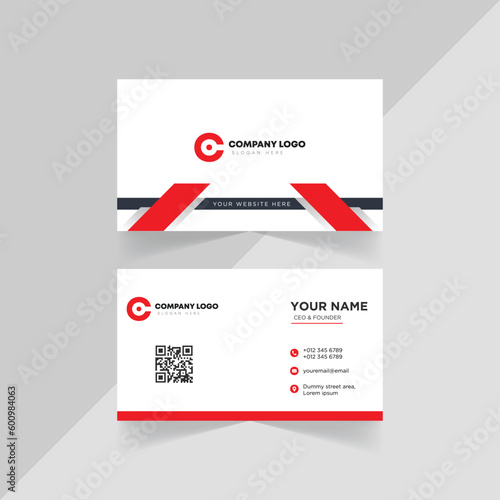 Professional Business Card in Red Color Scheme