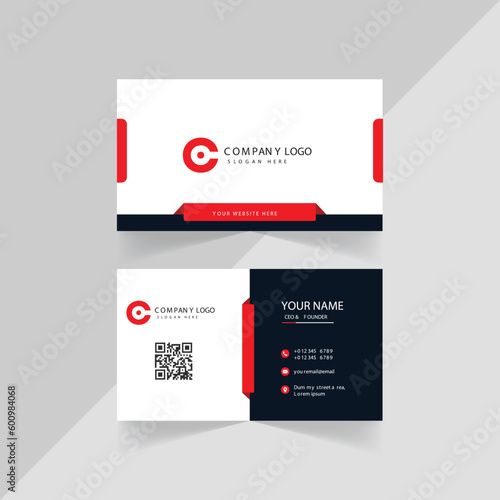 Professional Business Card in Red and Black Color Scheme