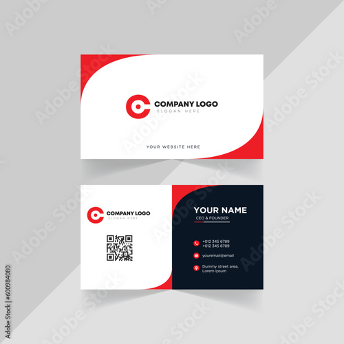 Professional Business Card in Red and Black Color Scheme