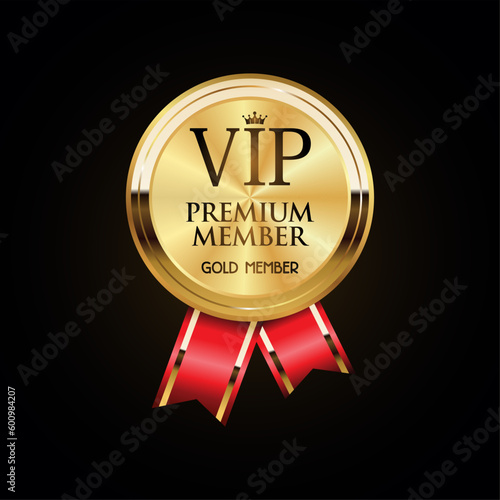 Golden badge VIP golden member retro design