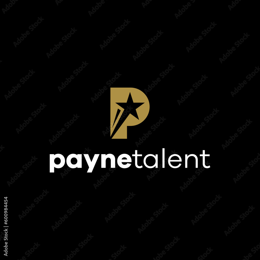Initial P and star logo vector Initial P and star logo vector