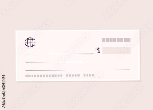 Blank Empty Cheque.