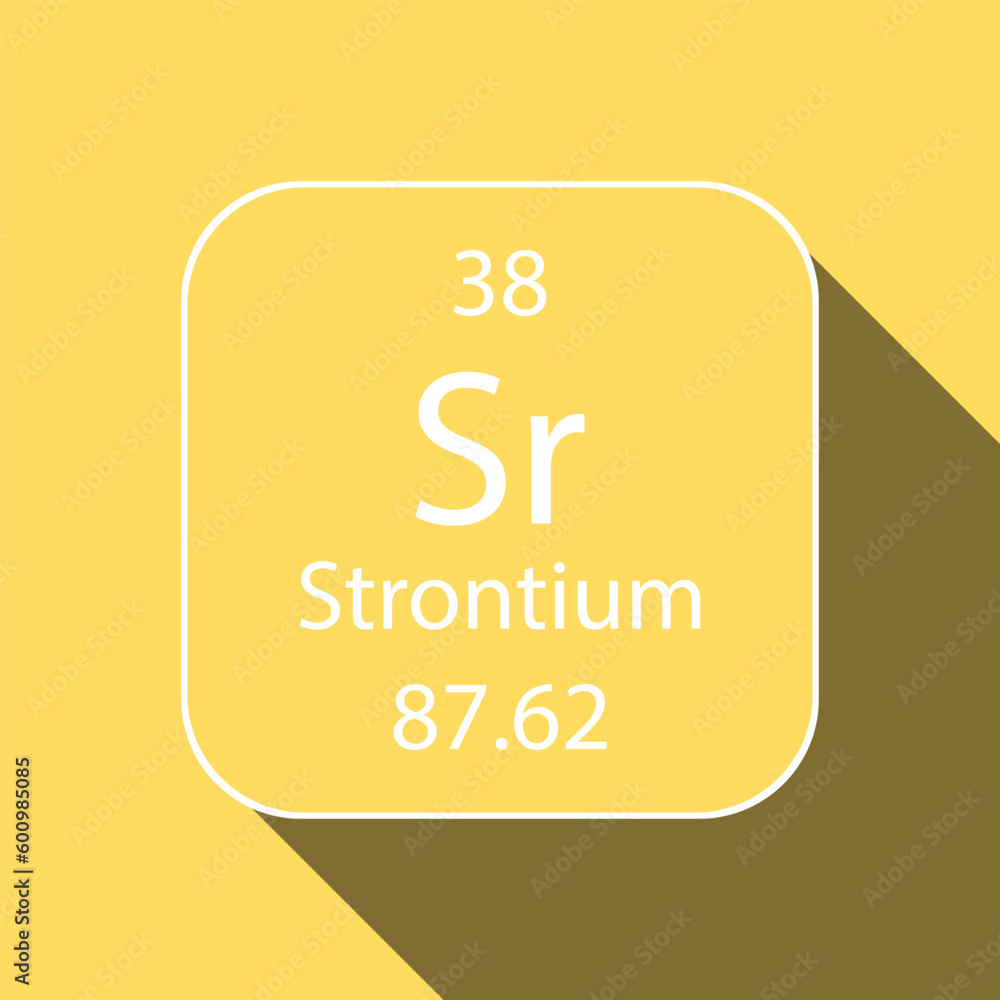 Strontium symbol with long shadow design. Chemical element of the periodic table. Vector illustration. Strontium symbol with long shadow design. Chemical element of the periodic table. Vector illustration.