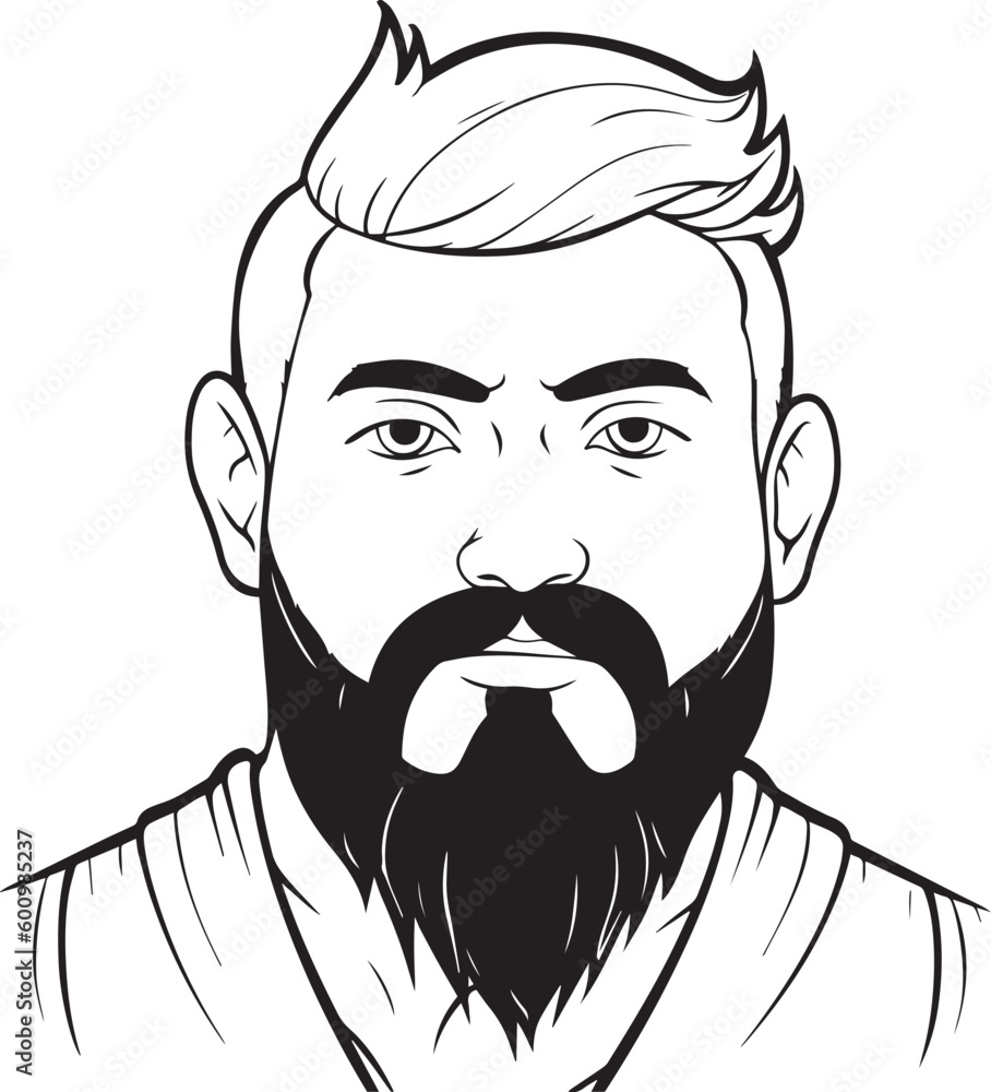 Anime man head in cartoon style, anime man, coloring page, vector Illustration, SVG Anime man head in cartoon style, anime man, coloring page, vector Illustration, SVG