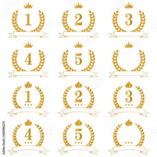 さまざまなリボン付き月桂冠のイラストセット