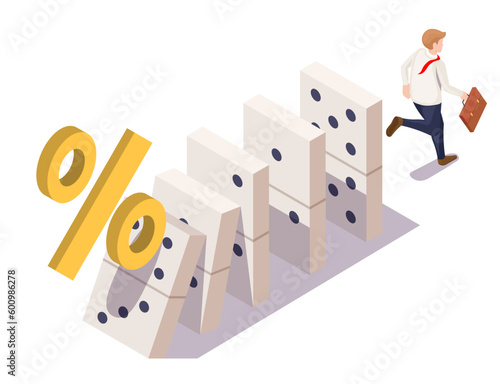 Bank rates vector illustration inflation percent impact on business
