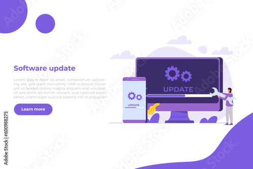 System update flat style concept. Vector illustration  can use for, landing page, template,web, mobile app, poster, banner.