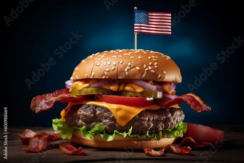 Burger Illustrations design. Hamburger day  Generative Ai