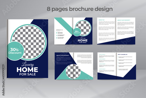 Vector Modern Home Sale Real Estate 8 Page Brochure Dream Home  Leaflet, Poster, Annual Report, Booklet