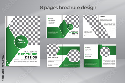 Real Estate 8 Pages Brochure Design Template A4 Size With Gradient Color for Your Agency