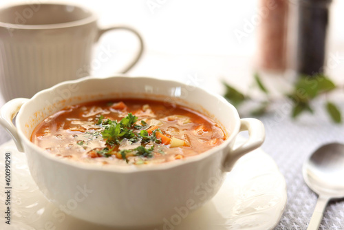 レンズ豆と野菜のミネストローネ風スープ