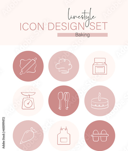 Linestyle Icon Design Set Baking
