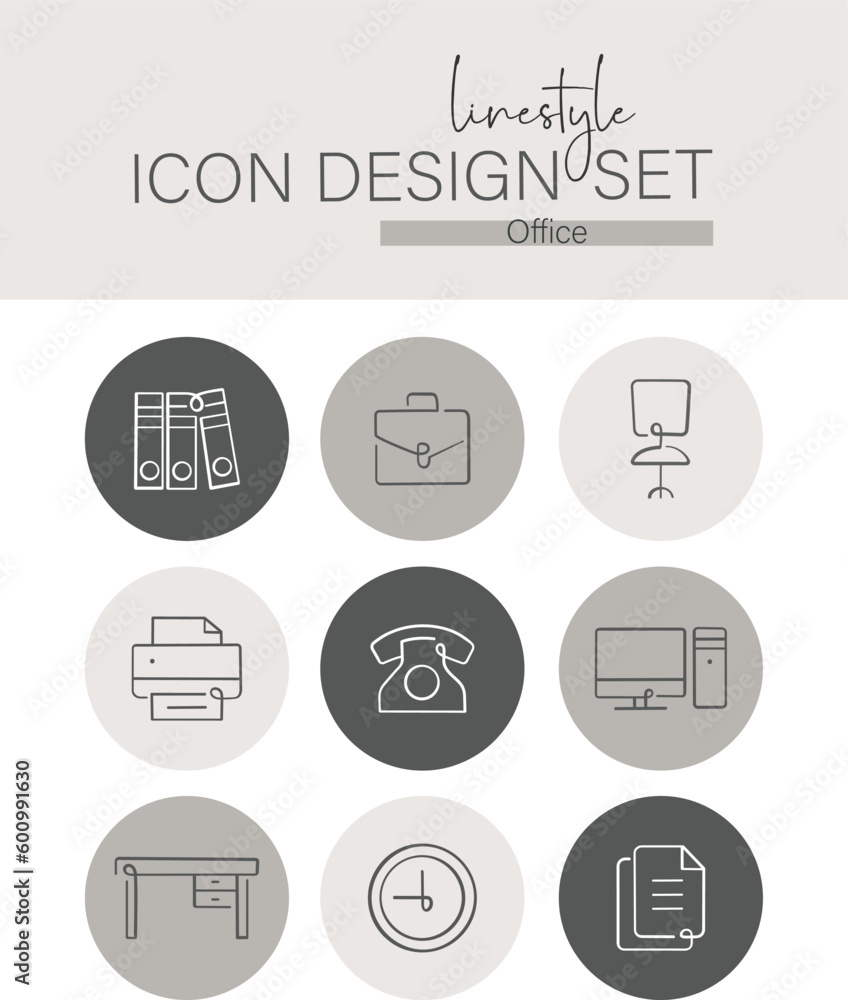 Linestyle Icon Design Set Office Linestyle Icon Design Set Office