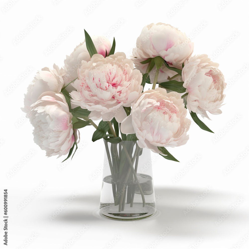 Fototapeta premium bouquet of peonies on a white background