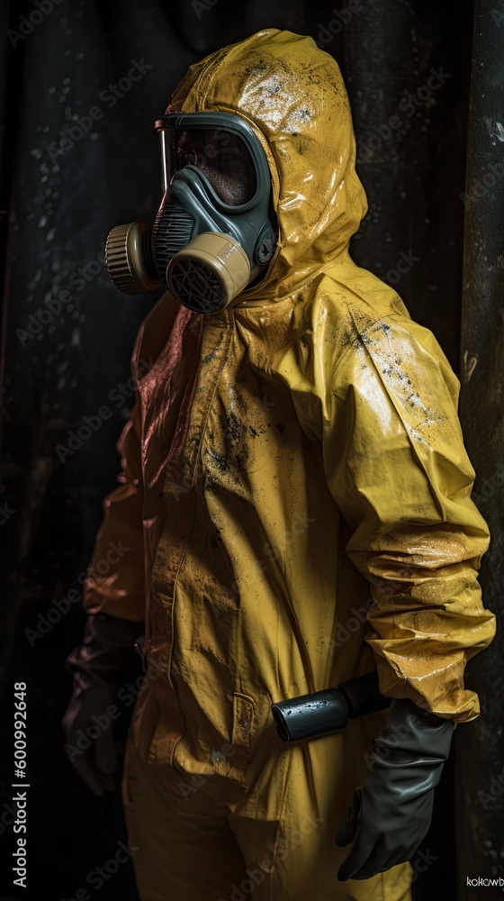 Person in Protective Hazmat Suit, Protection in Action. Generative AI