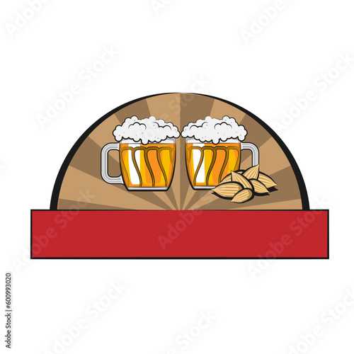 a glass of grain beer on a white isolated background vector