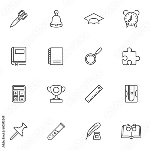 Back to school line icons set