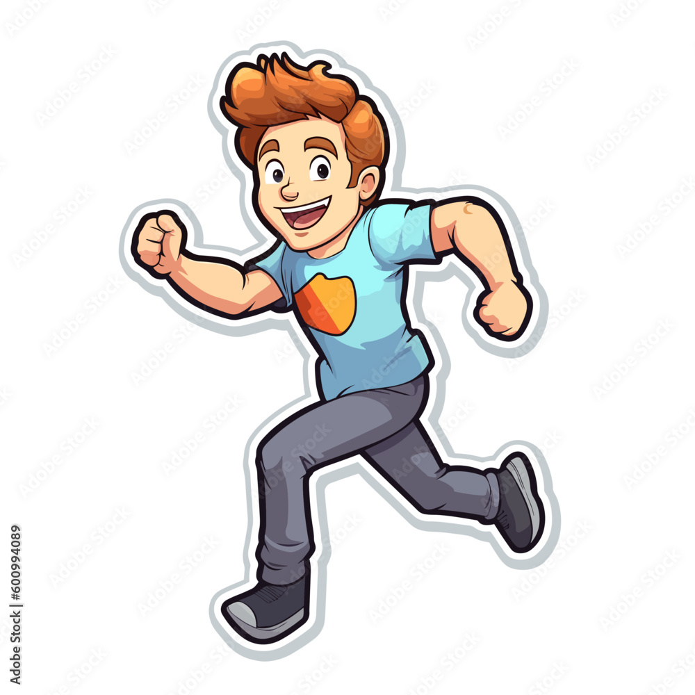 Running man. Healthy lifestyle. vector illustration, isolated background, label, sticker