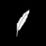 Feather icon simple isolated on black background  